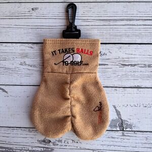 MySack It Takes Balls to Golf Novelty Golf Ball Pouch Tan Suede Gag Gift Clip On